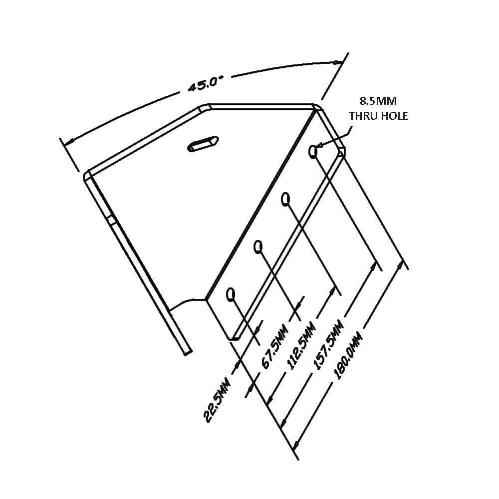 43-445-1 MODULAR SOLUTIONS 45 DEG STAIR CONNECTOR  45 DEG CONNECTION FOR 45MM X 180MM STAIR STRINGER